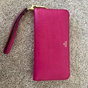 Fossil Pink Wristlet Clutch